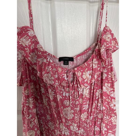 J.Crew Tiered maxi dress in tossed floral pink white sleeveless XXL - Picture 6 of 13
